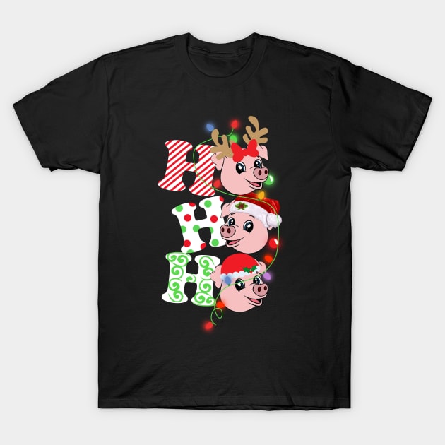 Ho Ho Ho Funny Christmas For Pig Lovers T-Shirt by wheeleripjm